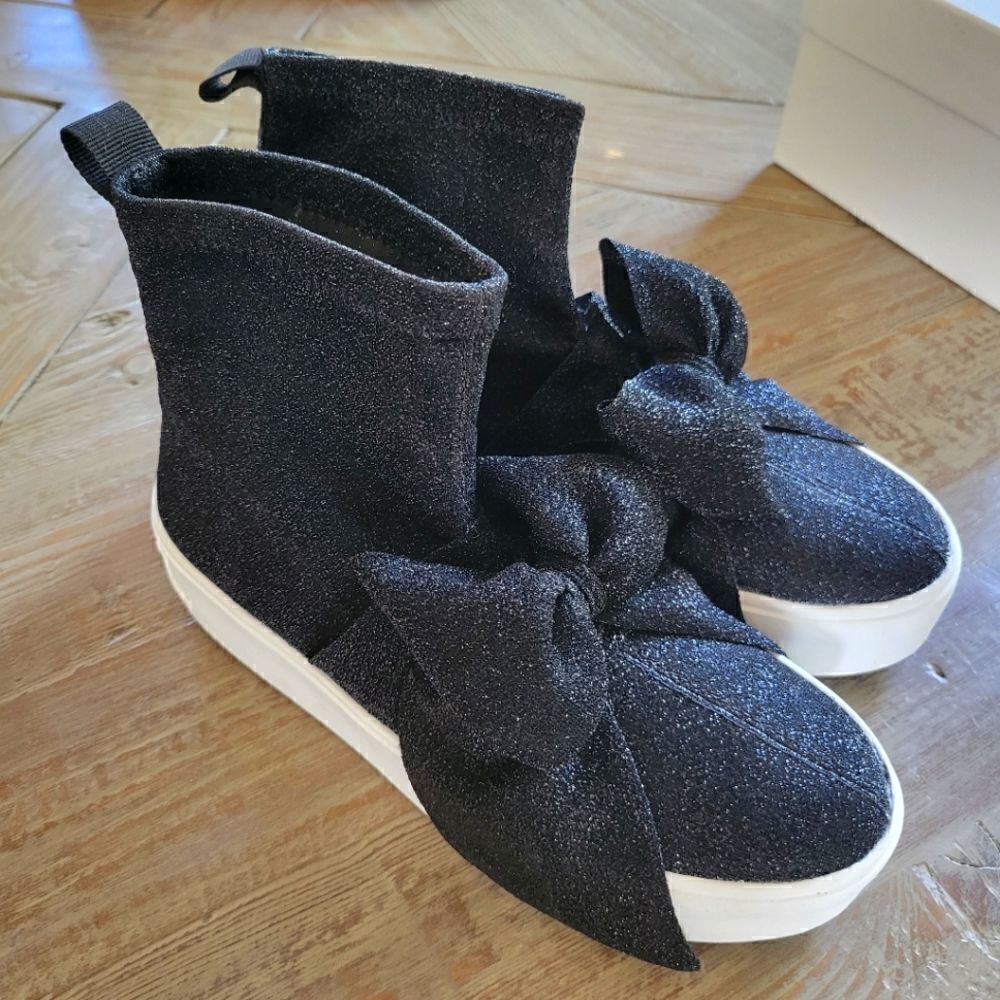 Apepazza Bow Glitter Booties Shoes 39 New